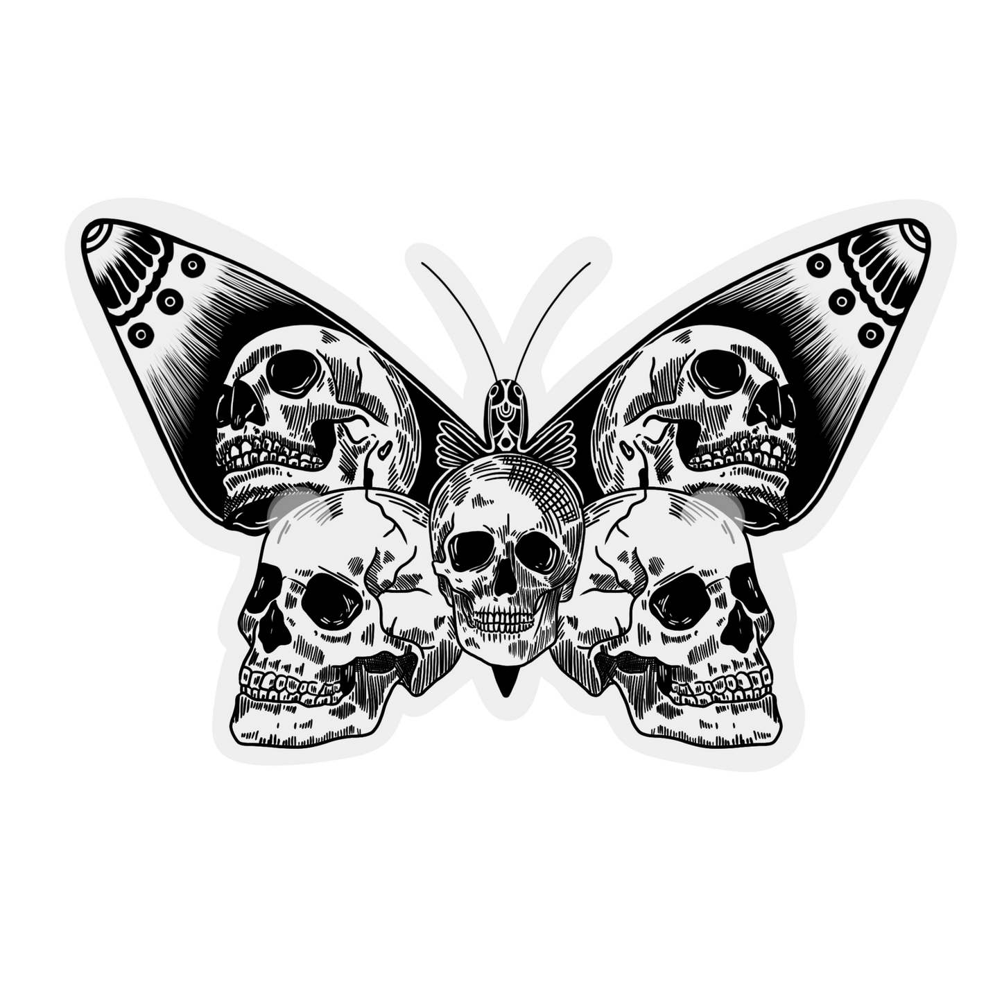 Skulls Butterfly Sticker