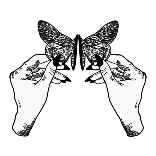 Hand Holding Moth Sticker